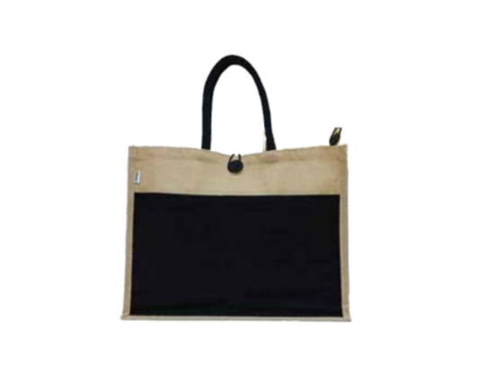 Jute Bags with Black Canvas Pockets